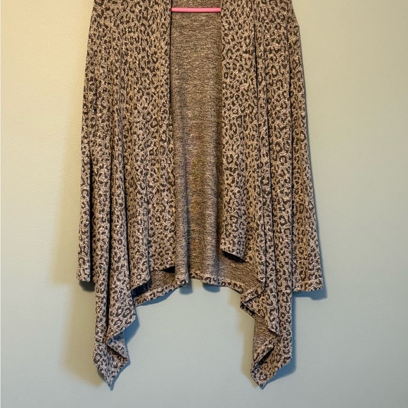 Bobeau Animal Print Open Front Drape Cardigan Sweater Size Large Gray - Picture 7 of 7